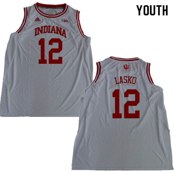 Youth #12 Ethan Lasko Indiana Hoosiers College Basketball Jerseys Sale-White